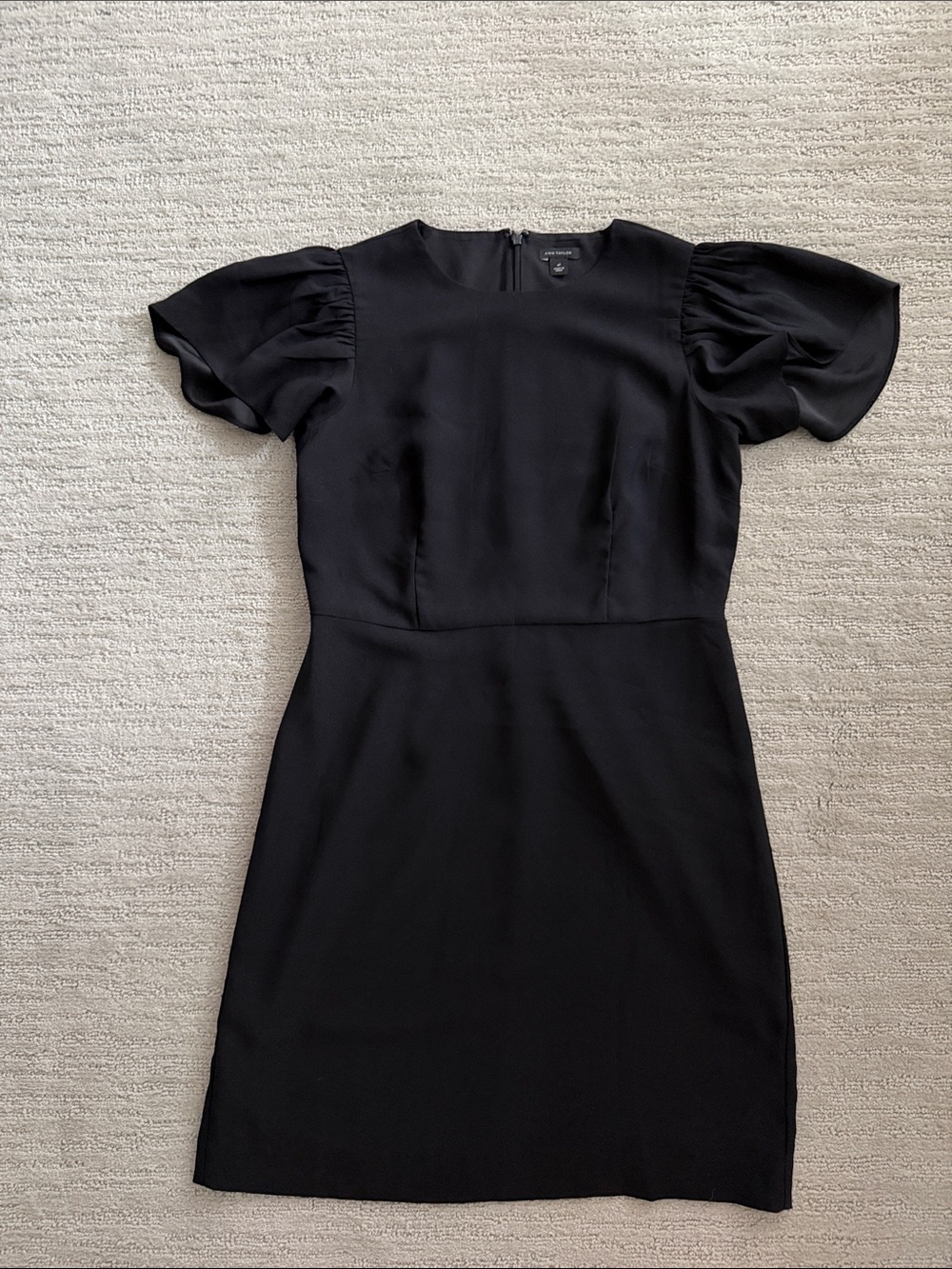 Ann Taylor Black Puff-Sleeve Sheath Dress